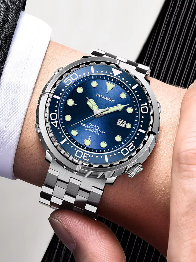 LIGE Armbanduhr Edelstahl, Quarz, Blau, Herren - Bild 7