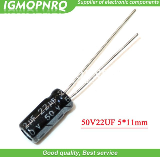 50 Stück Aluminium Elektrolytkondensator DIP 22µF 50V Schwarz B/H: 5 x 11 mm - Bild 1