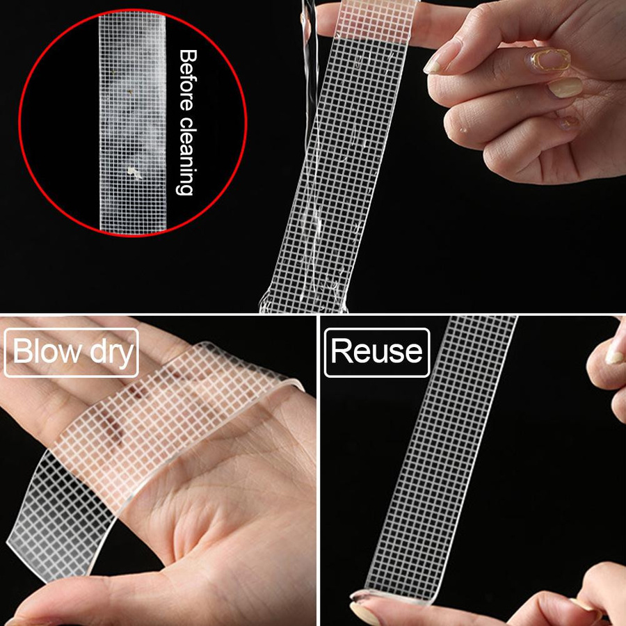 LivingHousehold Nano-Gel doppelseitiges Klebeband, transparent, wasserdicht und entfernbar, Breite: 2 mm bis 20 mm, Länge: 1 m - Bild 7