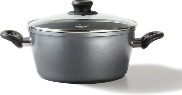 Stoneline XXL Kochtopf mit Deckel, Induktion, Aluguss mit Steinpartikeln, grau, Durchmesser: 28 cm, Höhe: 7 cm - Bild 1