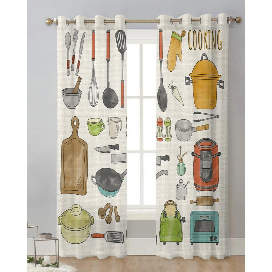 Transparenter Voile-Vorhang aus Organza von Yiran Furniture für Küche, Wohnzimmer oder Schlafzimmer, Farbe: Transparent, Breite: 135 cm, Höhe: 115 cm - Bild 1