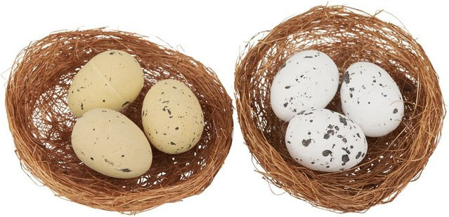 VBS Deko-Eier Sumy im Nest, gesprenkelt in Weiß, Hellbraun und Braun für Ostern und Frühling - Bild 1