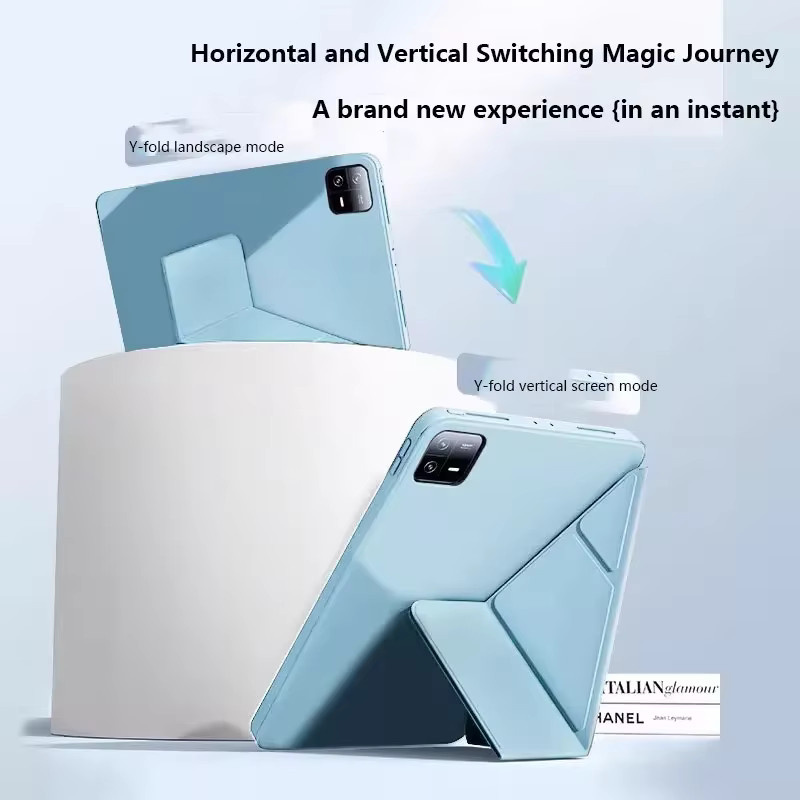 Leder Y-Faltständer Hülle für Xiaomi Poco Pad und Redmi Pad Pro in Grün oder Blau - Bild 1