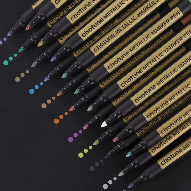 Metallic-Marker Set mit 20 Farben und mittlerer Spitze für DIY-Bastelarbeiten, Felsmalerei und schwarzes Papier - Bild 3