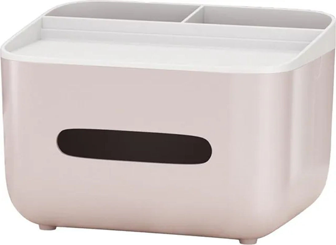 OutsideWorld Multifunktionale Desktop Taschentuchbox und Fernbedienungshalter mit 2 Fächern in Weiß - Bild 1