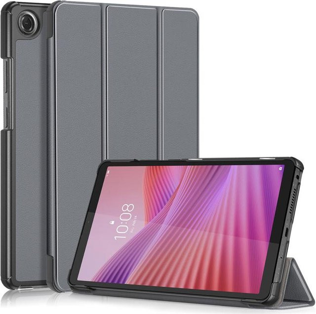Lenovo Tab One 8.7 Hülle mit modischer Bemalung und magnetischer Lederabdeckung in Grau für TB305FU und TB305XU - Bild 1