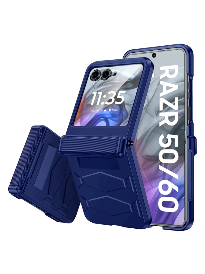 Stoßfeste Schutzhülle für Motorola MOTO Razr 50/60 mit Scharnierschutz und rutschfester Textur in Blau - Bild 7