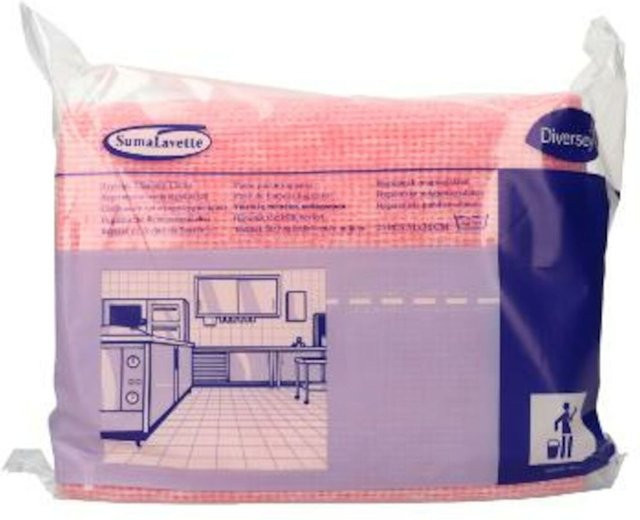 Diversey Suma Lavette Küchenhygienetuch mit Keimstopp, rot, 6 Stück, Breite: 40 cm, Höhe: 30 cm - Bild 1