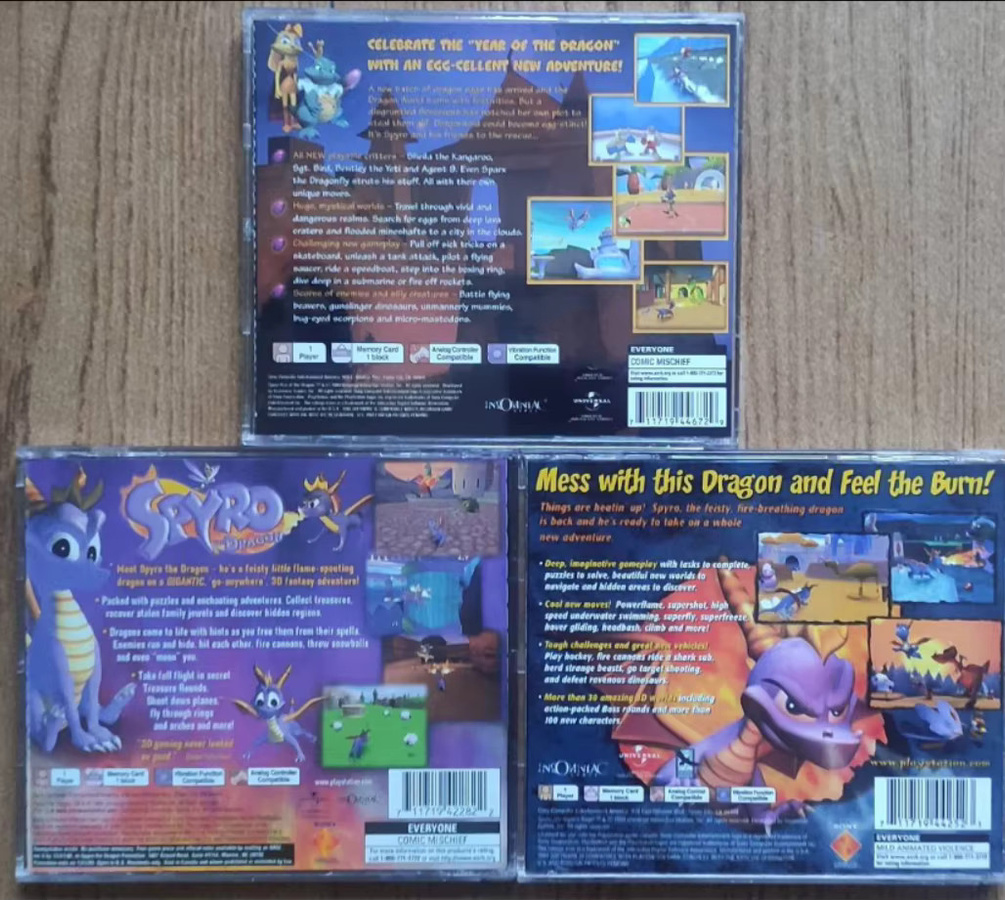 Spyro-Serie PS1 Kopier-Disc Spiel mit Retro-Optik und schwarzer Unterseite für die PlayStation 1 Konsole - Bild 2