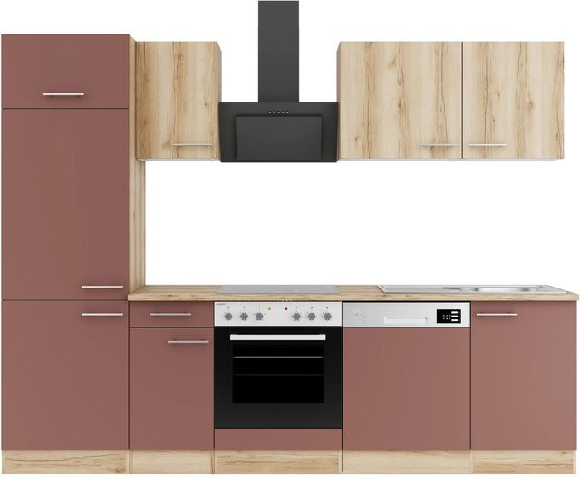 OPTIFIT Küchenzeile Livorno290/Bari407 in Wildeiche Nachbildung und Rostrot, Breite: 270 cm - Bild 1