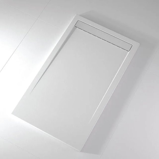Mirlo Duschwanne Clever aus Mineralguss, rechteckig, Weiß, B: 150 cm, T: 90 cm, Höhe: 3 cm - Bild 1