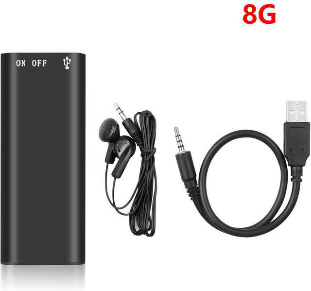 Meiteai-All Professionelles Mini-Diktiergerät mit 8 GB Speicher und MP3-Player in Schwarz mit USB-C Anschluss - Bild 1