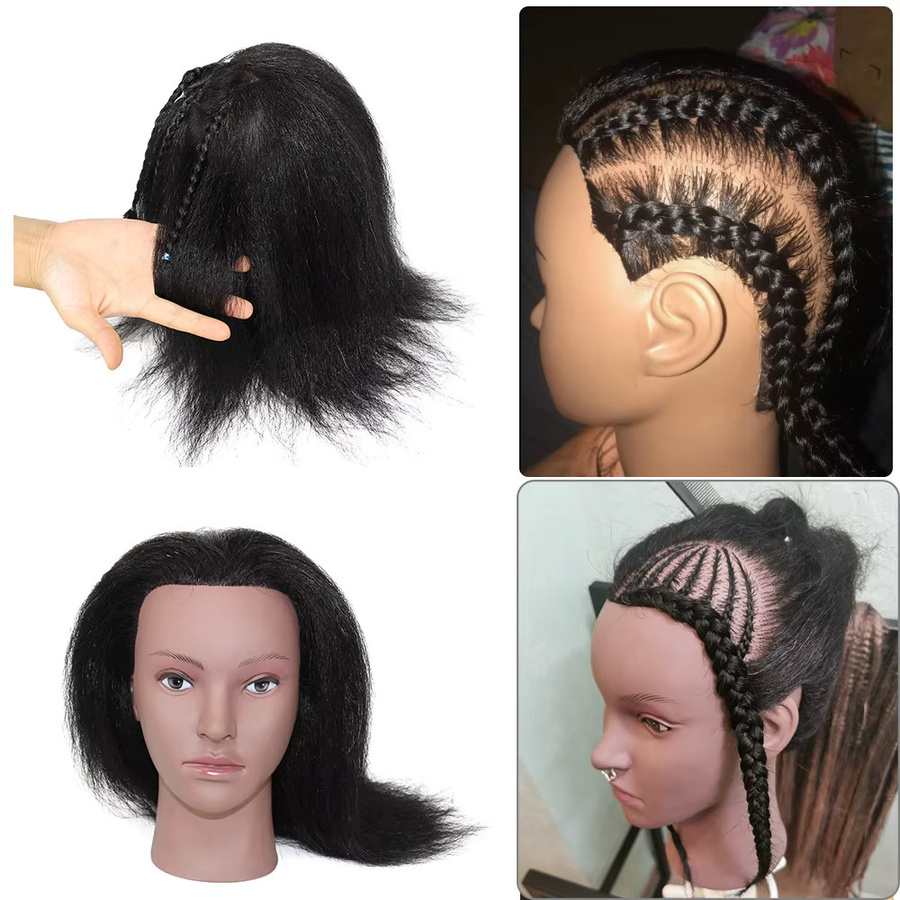 Afro Traininghead Mannequin Kopf mit Echthaar, Friseur Ausbildung Dummy - Bild 4