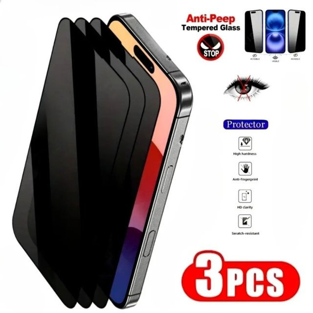 DIXSG 3er-Pack Anti-Spionage Panzerglas Displayschutzfolie für iPhone 17 16 15 14 13 12 11 Pro Max Plus XR XS - Bild 1