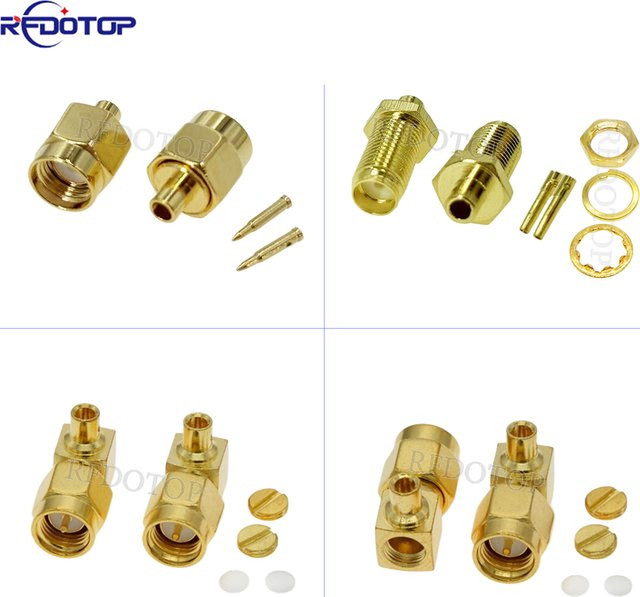 RFDOTOP 10er Set RG405 SMA Stecker und SMA Buchse RF-Koaxialverbinder 50 Ohm in Gold - Bild 1
