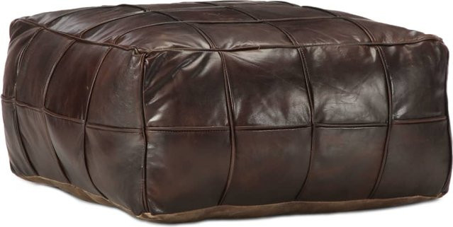 VD Home Furnishing Hocker aus echtem Leder in Braun, B/T/H: 60 x 60 x 30 cm - Bild 1