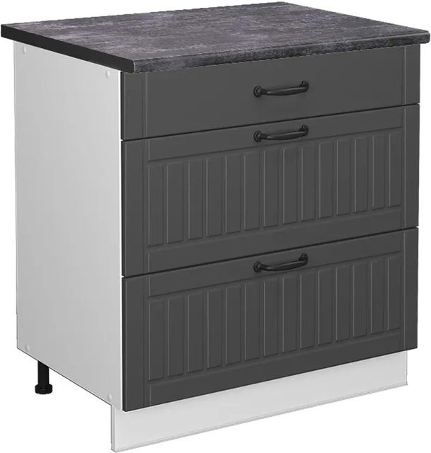 Vicco Küchenunterschrank Fame-Line in Anthrazit und Weiß im Landhausstil mit 3 Soft-Close-Schubladen, Breite: 80 cm - Bild 1