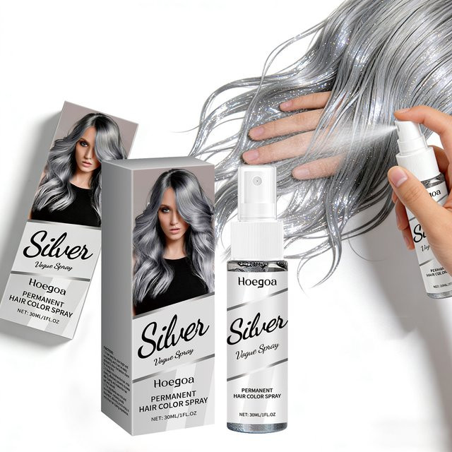 HOEGOA Haarfarbspray Silbergrau, 30 ml, Unisex - Bild 1