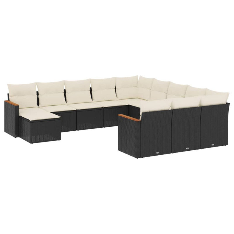Vidaxl Gartenmöbel-Set aus Polyrattan mit Kissen, 12-teilig, Schwarz - Bild 2