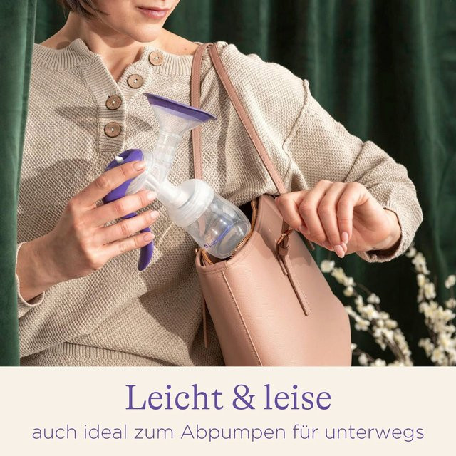 Lansinoh Handmilchpumpe Easy-Express in Lila, BPA-frei und aus Silikon - Bild 1