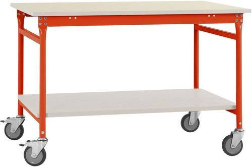 Manuflex BB5311.2001 Beistelltisch BASIS mobil mit Melamin-Platte und Zwischenboden, Farbe: Rotorange, B/T/H: 100 x 60 x 85 cm - Bild 1