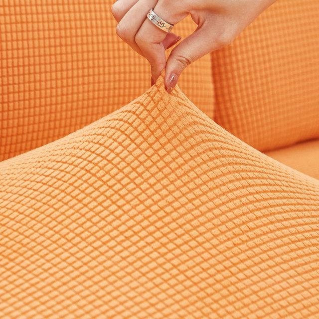 Yiran Furniture Elastischer Plüsch-Ecksofa-Kissenbezug für Rückenlehne und Chaiselongue, Farbe: Orange - Bild 1