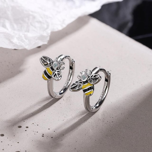 Creolen 925 Silber, Bienen, Zirkonia, Damen - Bild 1