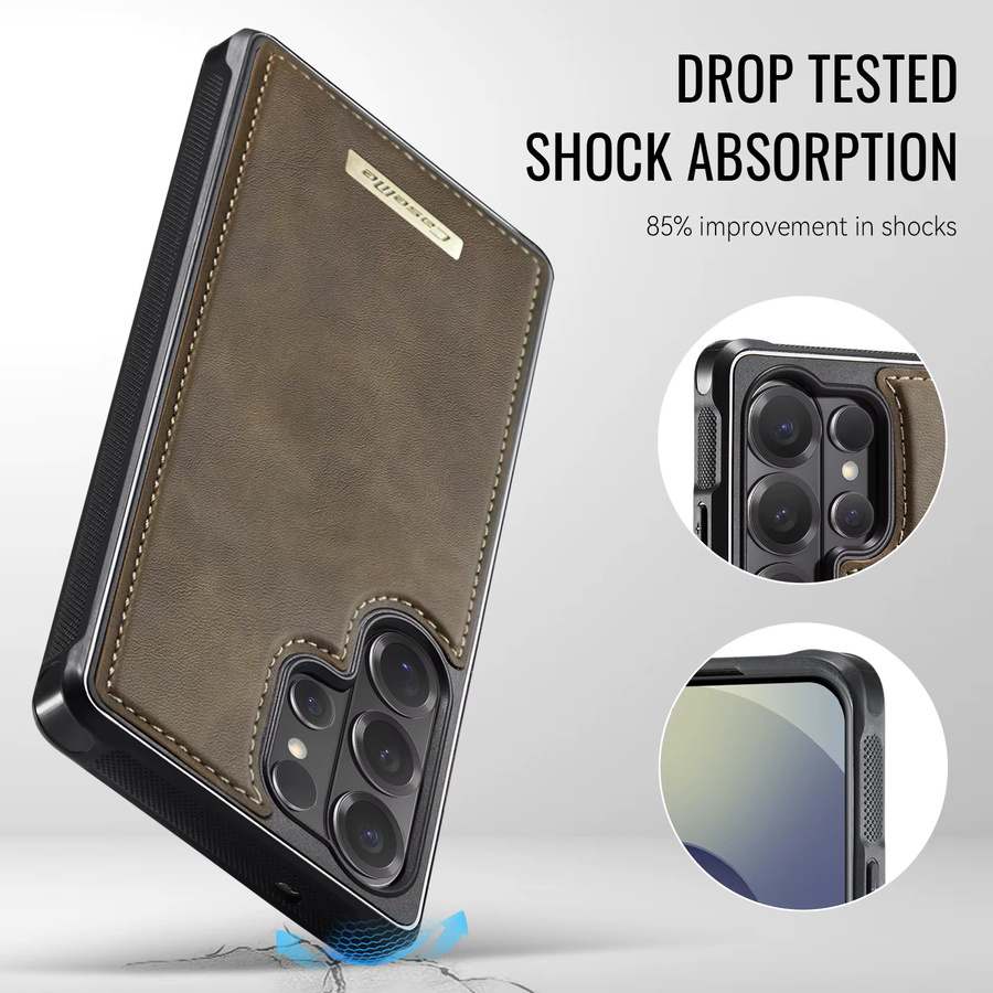 2-in-1 Magnetische Leder-Handyhülle von aierkeba mit Kartenfach und Brieftaschenfunktion für Samsung S26 Ultra S25 S24 S23 FE S22 Plus A16 A36 A56 A17 A57 A37 in Braun oder Lila - Bild 4