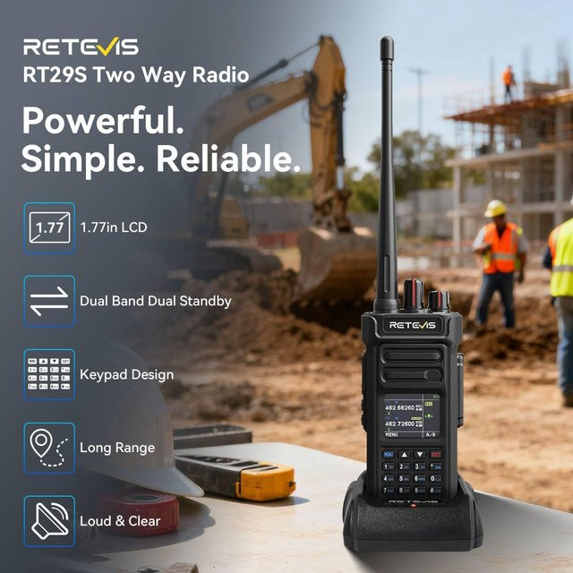 Retevis RT29S Walkie-Talkie mit LCD, IP67 wasserdicht, 2800mAh Akku, Langstrecken-Funkgerät in Schwarz - Bild 1