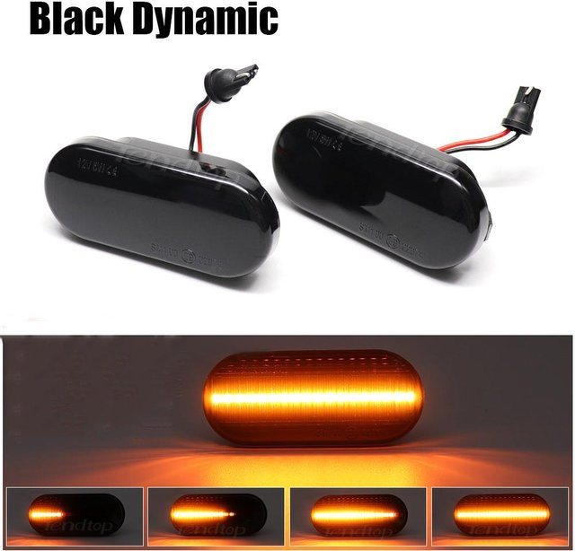 Malcayang Dynamische LED Seitenblinker Set in Schwarz für VW Golf 3/4, Passat 3B, Polo 6N, Sharan, Vento und SEAT Ibiza - Bild 1