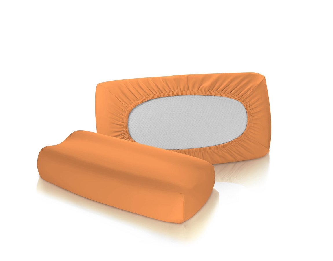 2 Stück Fleuresse Jersey Spannbezüge für Nackenstützkissen Vital Comfort S-1117 in Orange - Bild 1