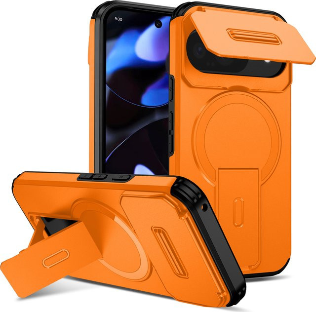 FaLi Qisubao Robuste Schutzhülle mit magnetischem Ständer für Google Pixel 10, 9 und 9 Pro, kompatibel mit MagSafe Wireless Charging, Orange oder Purple - Bild 1