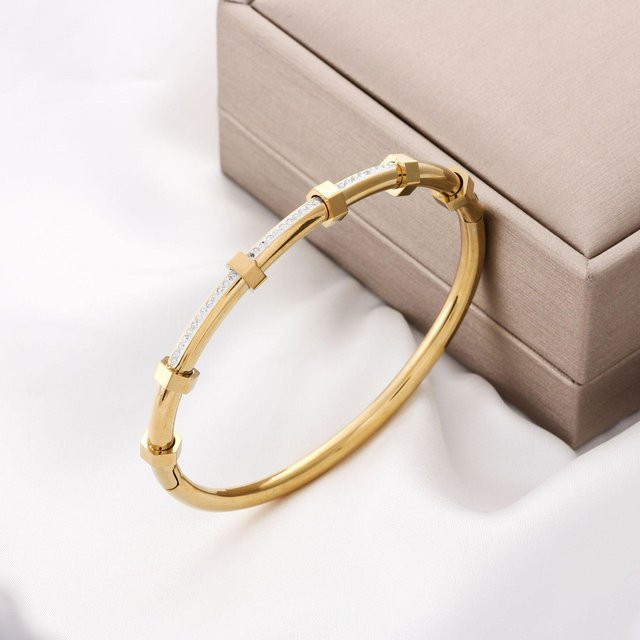 Global Finds Armband Edelstahl, 18 Karat vergoldet, Kristall, Damen, Gold - Bild 1