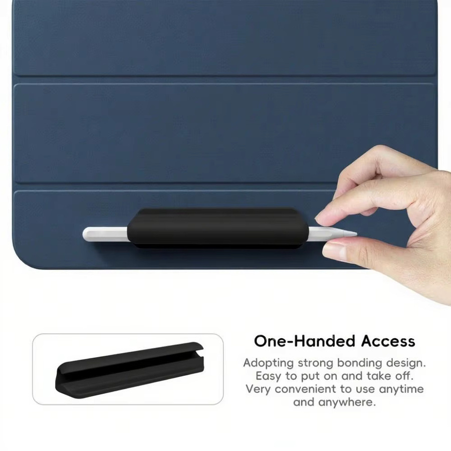 KANNERT Tragbarer Silikon-Bleistifthalter selbstklebend und flexibel für Tablet-Stylus und Federmäppchen in Schwarz oder Lila - Bild 2