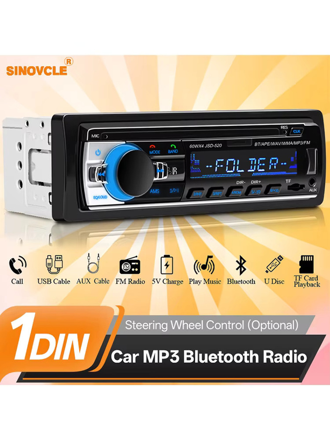 SINOVCLE 1 DIN Autoradio mit Bluetooth, USB und MP3 Funktion in Schwarz - Bild 7
