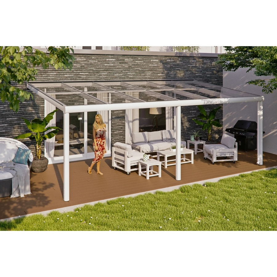 Skan Holz Terrassenüberdachung Monza aus Aluminium in Weiß mit Verbund-Sicherheits-Glas, B/T/H: 648 x 357 cm - Bild 2