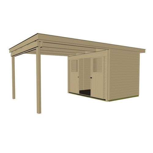 Weka Gartenhaus Gr. 1 aus Holz in Beige mit Flachdach B/H/T: 529 x 223 x 295 cm - Bild 3