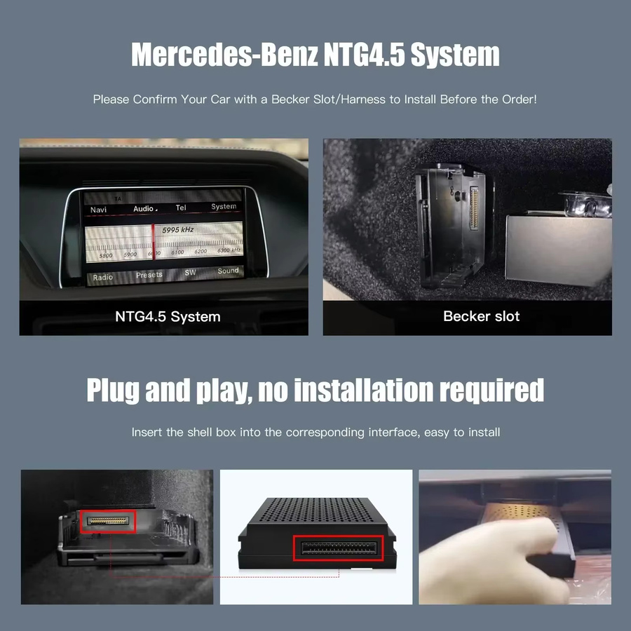AUTOABC Wireless CarPlay und Android Auto Modul für Mercedes Benz A B C E Klasse GLA CLA GLK NTG4.5 in Schwarz - Bild 3