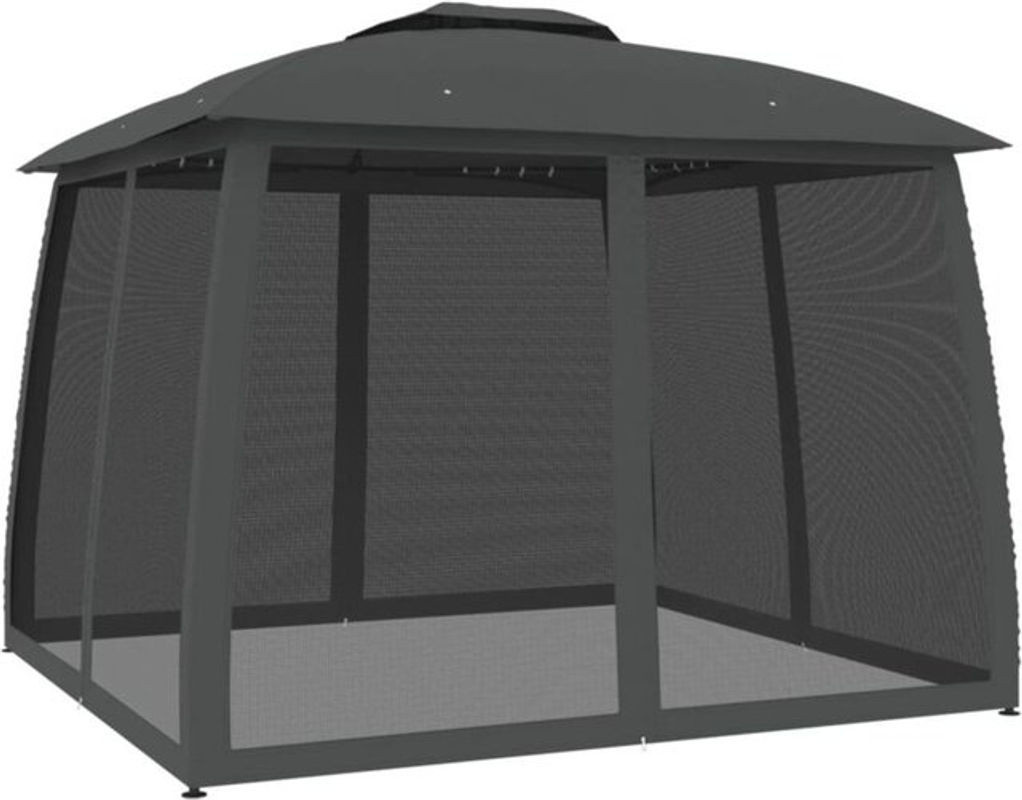 Vidaxl Pavillon mit Doppeldach und Netzwänden in Anthrazit aus Stahl und Polyester, B/T: 2,93 x 2,93 m - Bild 1