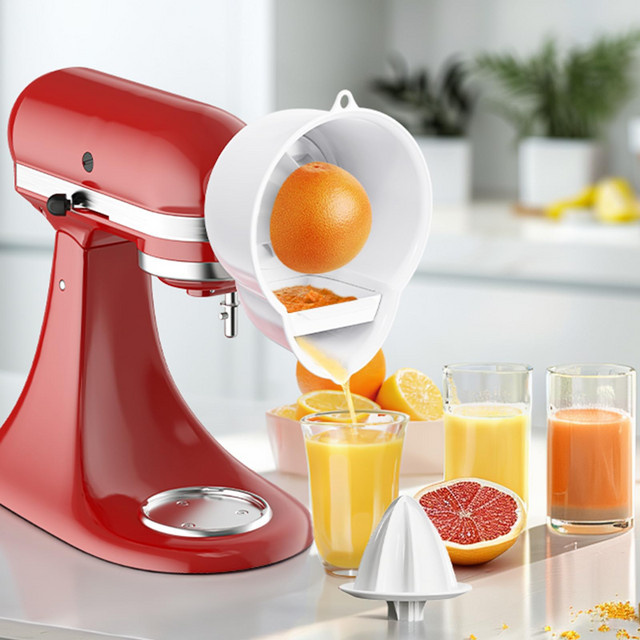 GVODE Zitruspresse-Aufsatz für KitchenAid Standmixer in Weiß, 2 Größen, Zitronenpresse und Reibahle, spülmaschinenfestes Küchenzubehör - Bild 1