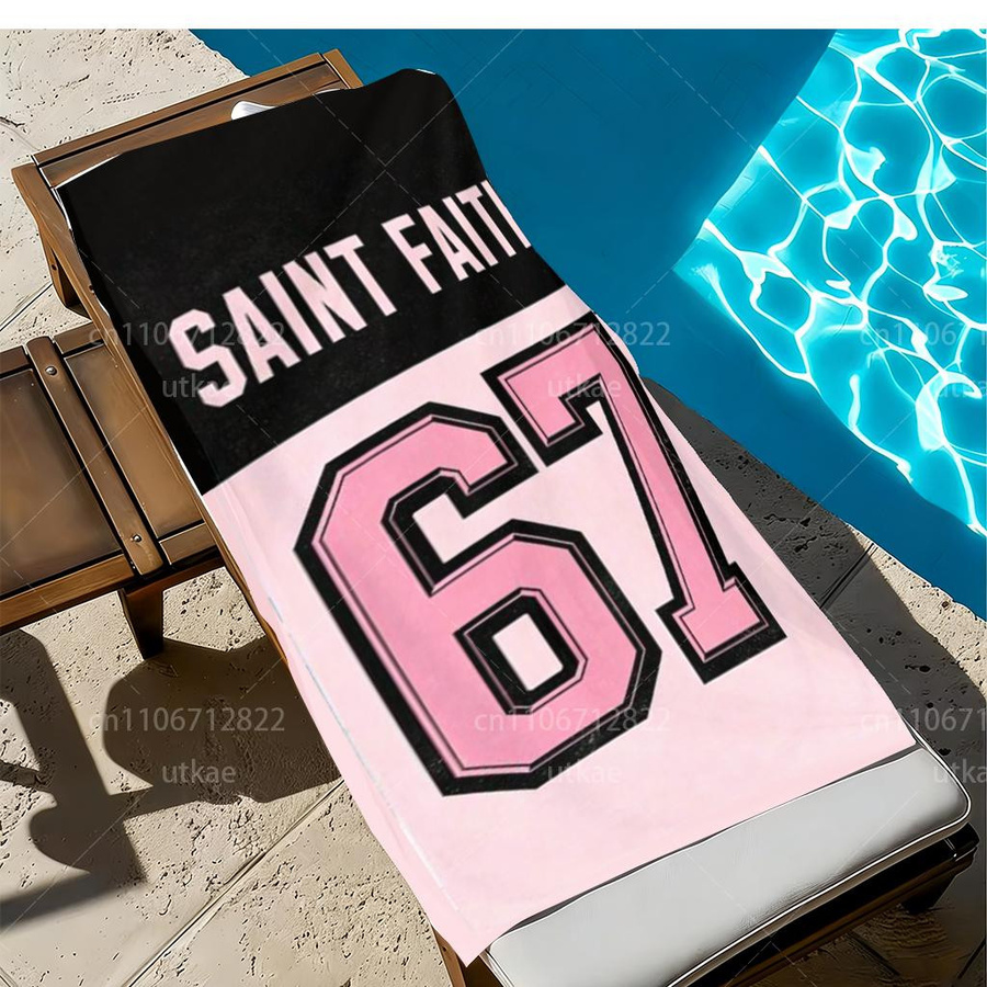 Strandtuch mit Schwarz & Pink Kontrast Sporttrikot-Stil, Ultra-weiches Fasermaterial, Breite: 30 cm, Höhe: 60 cm - Bild 3