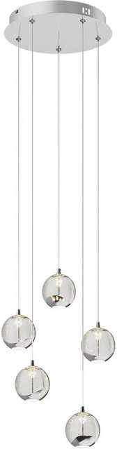 Lucande LED Pendelleuchte Hayley 5-flammig in Transparent aus Glas für Wohnzimmer und Essplatz - Bild 1