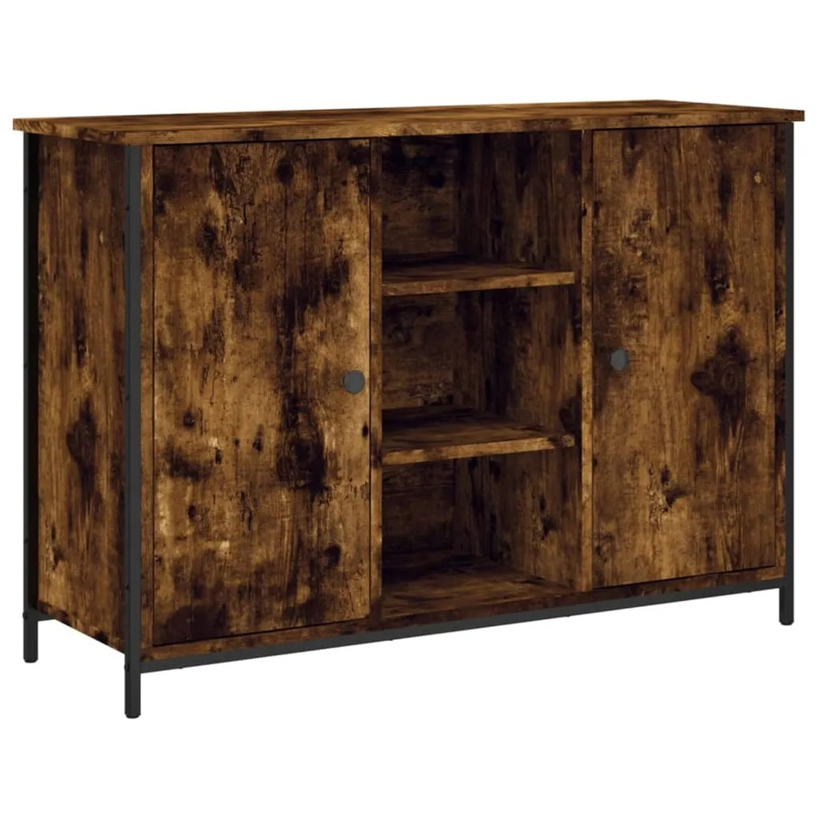 vidaXL Sideboard Räuchereiche in Braun aus Holzwerkstoff und Stahl, B/T/H: 100 x 35 x 70 cm - Bild 2