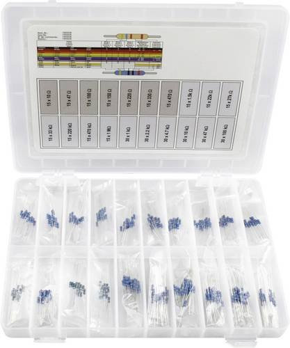 TRU Components 418714 Metallschicht-Widerstand Sortiment, axial bedrahtet, 0.25W, 1%, 390 Stück, multicolor - Bild 1