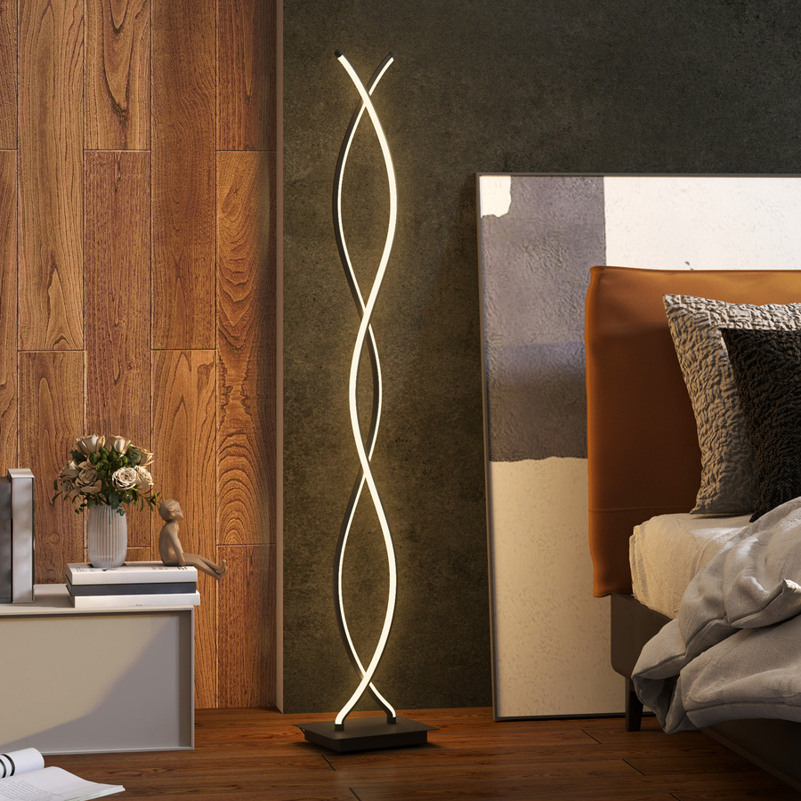HOMCOM LED Stehlampe in Doppel-Spiralform, dimmbar, Schwarz, Höhe: 144 cm - Bild 2
