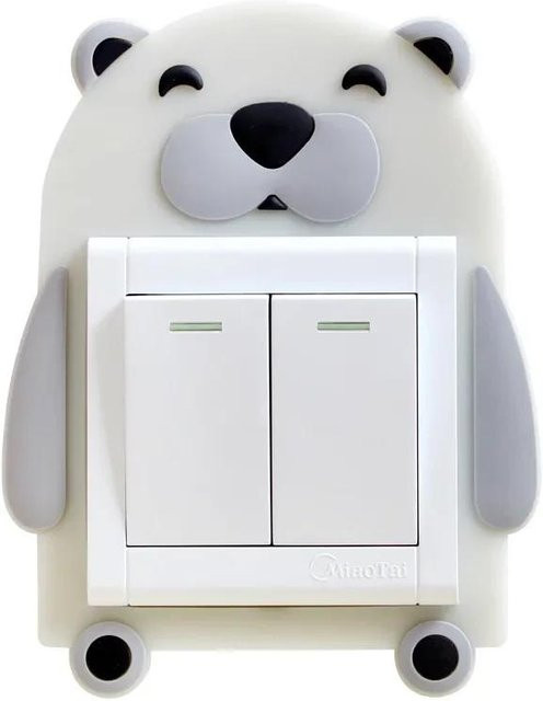 XYNN Leuchtende Silikon Schalter Abdeckungen mit Kawaii Tier-Motiven für das Kinderzimmer, Weiß - Bild 1