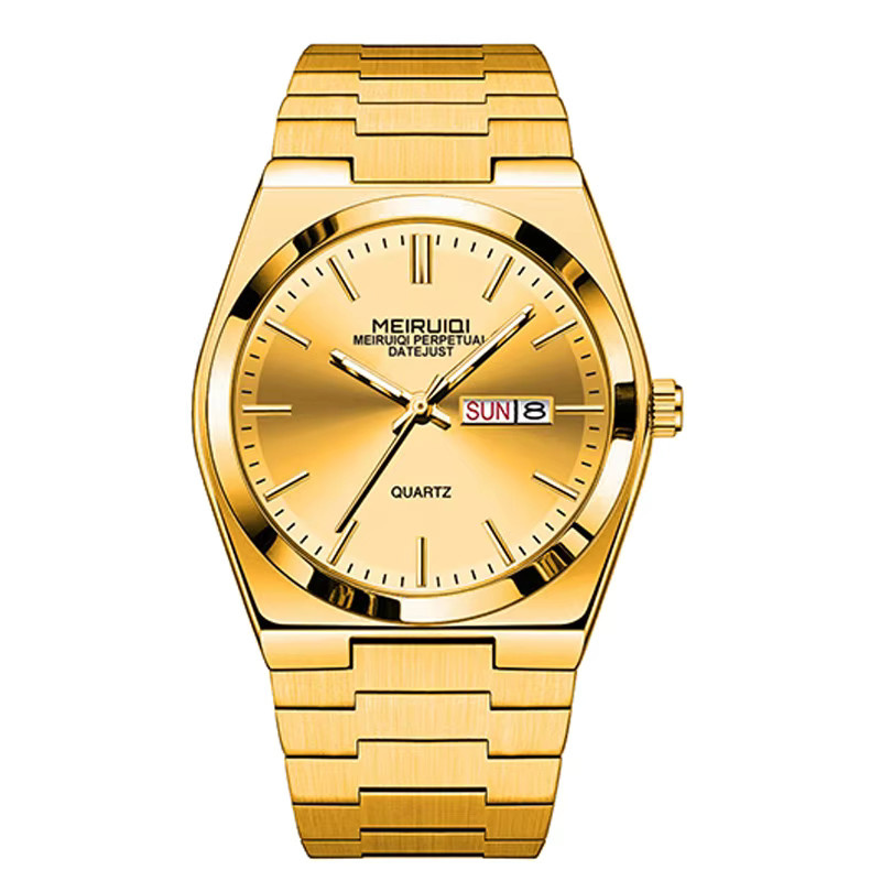 MEIRUIQI Armbanduhr, Quarz, Edelstahl, Gold, Herren - Bild 5