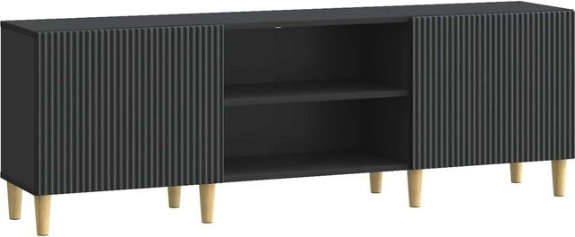 vidaXL TV-Schrank in Schwarz Matt aus Holzwerkstoff im Vintage-Design, B/T/H: 150 x 31 x 50 cm - Bild 1