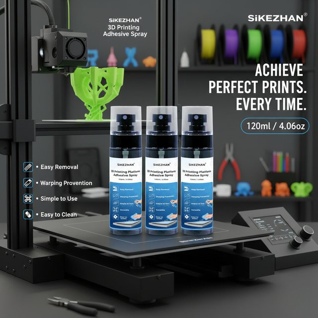 SIKEZHAN 3D-Drucker-Bett-Klebespray für Glas- und PEI-Bauplatten, abwaschbarer Flüssigkleber zur Vermeidung von Verzug bei PLA und ABS, 118 g - Bild 1