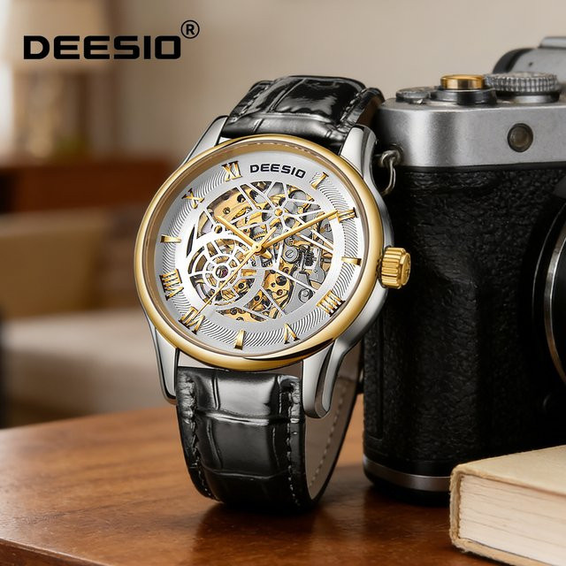 Deesio Armbanduhr Automatik, Edelstahl, Leder, Herren - Bild 1